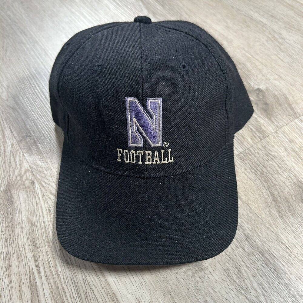 Vintage Champion Northwestern Wildcats Hat Snapback Black Wool Cap